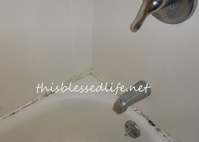 2. Remplissez la bassine d'eau de javel et placez-la au fond de la douche (ou baignoire), préparez quelques lanières et trempez-les bien dans l'eau de javel, puis placez-les sur l'endroit touché par la moisissure