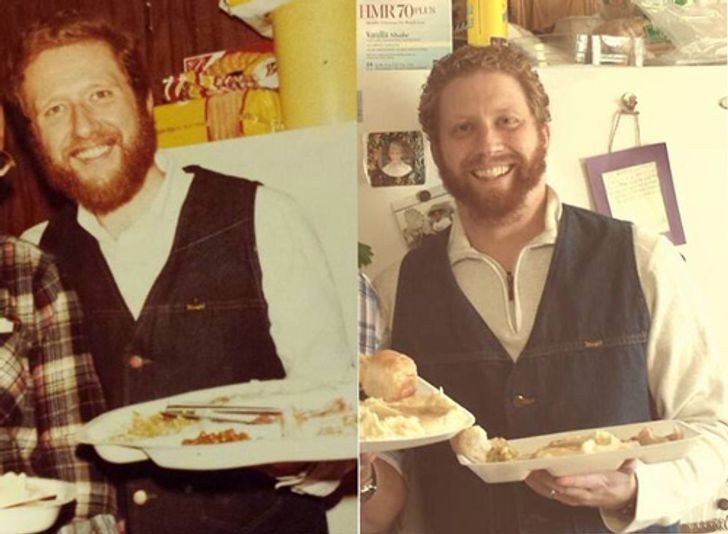 Father and son pictures taken 35 years apart from each other: they look absolutely identical!