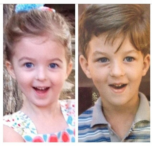 10. Till höger har vi pappan vid 4-års ålder och till vänster dottern som är 5 år gammal, ansiktsuttrycket är verkligen identiskt!