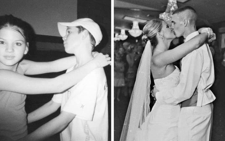 They fell in love when they were teenagers... they're still together as adults and just got married!