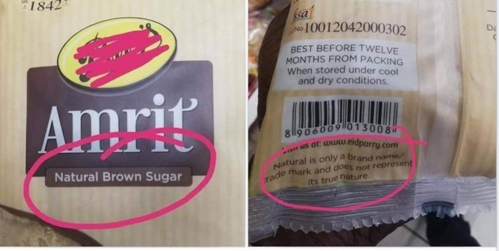 5. "Natürlicher Zucker", wie auf der Rückseite erklärt, ist nur der Name der Marke ... absolut irreführend