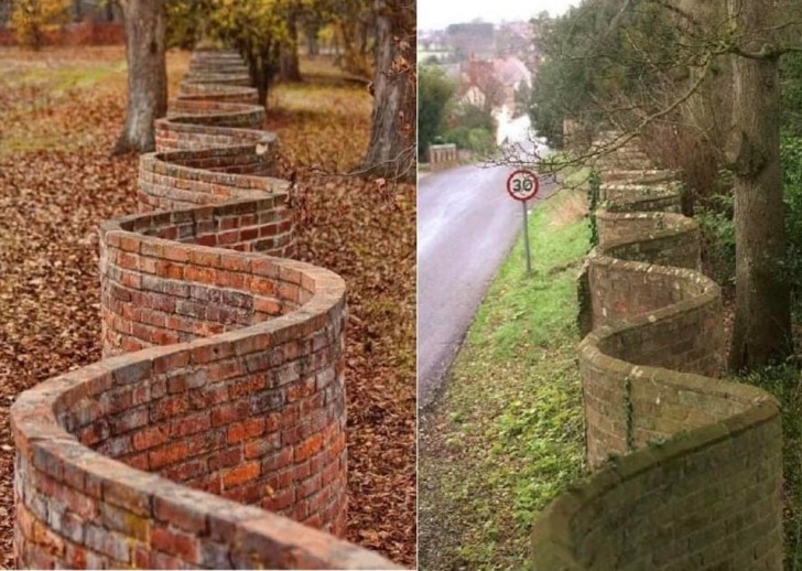 5. Un mur banal construit "en vagues" pour économiser les briques : cela semble incroyable et pourtant c'est une procédure assez courante, surtout en Angleterre.