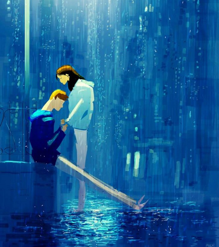 Una tenera dichiarazione d'amore sotto la pioggia...che cosa romantica!