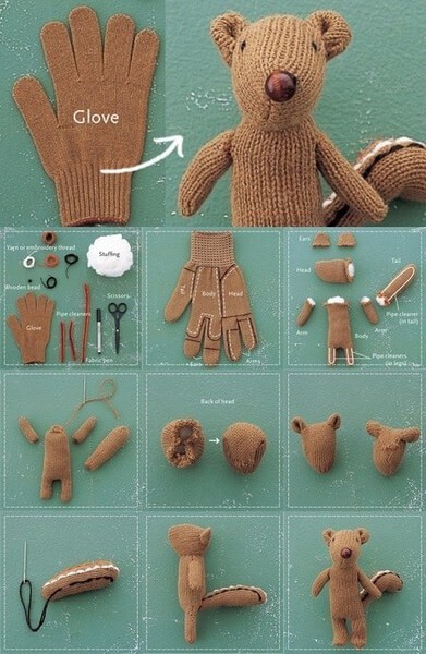 7. È possibile modellare un pupazzo anche riciclando un vecchio guanto di lana