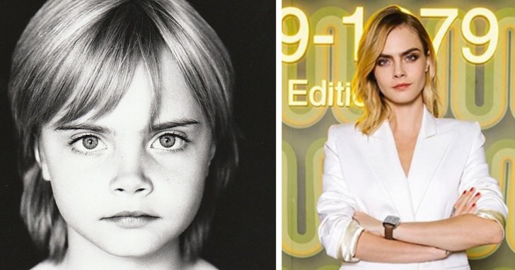 1. Cara Delevingne seems to have looked sulky as a child!