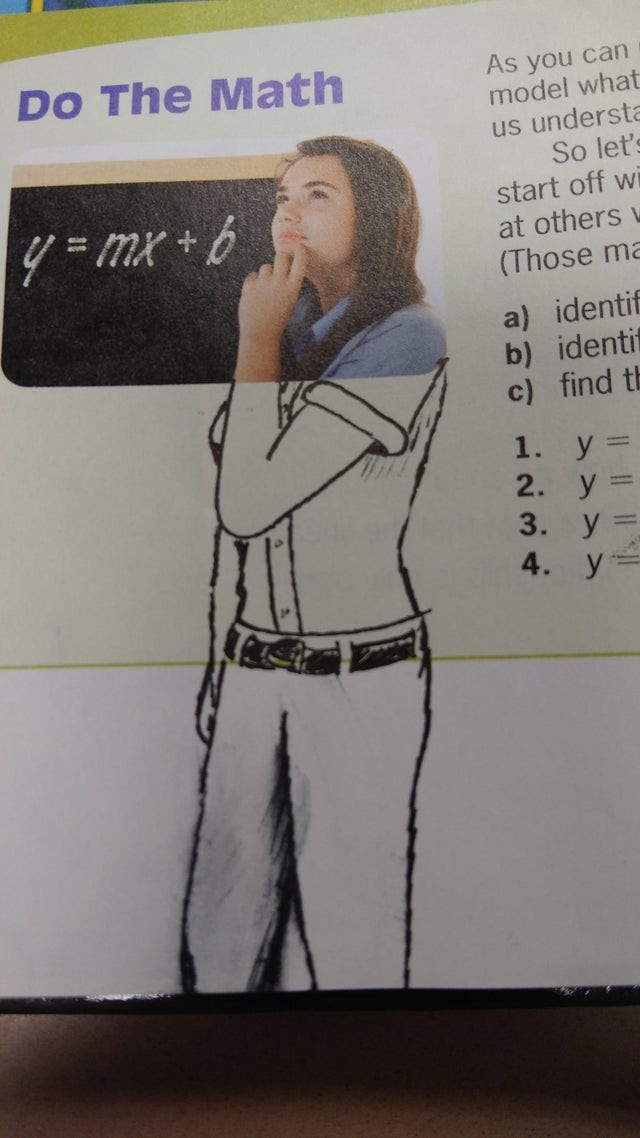 4. Dans le livre de statistiques, il est tout à fait normal de trouver une fille pensive !
