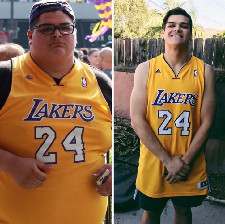 This guy was such a hug fan of Kobe Bryant that, after he saw his last game, he decided to make some healthy changes in his life. He lost nearly 180 pounds! Way to go!