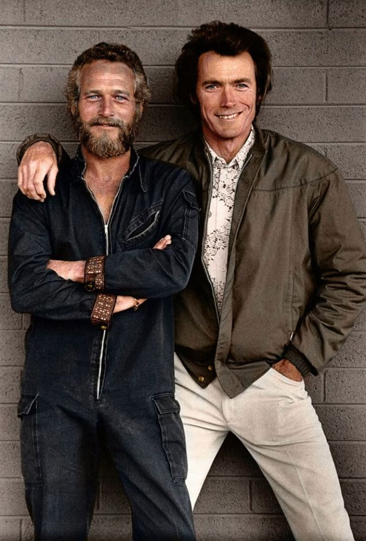 Due giovani Paul Newman e Clint Eastwood