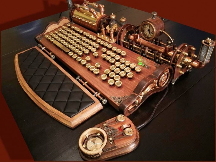 7. Eine brandneue Tastatur im Steampunk-Stil mit Anzeigen und Manometern