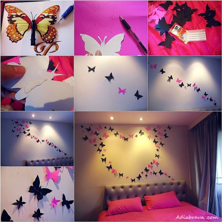 3. Mano a carta, penna e forbici: disegnate farfalle da ritagliare e usare come decorazione creativa sulle pareti e sui soffitti