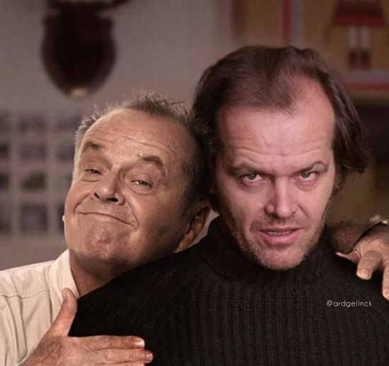 3. Jack Nicholson umarmt mitfühlend Jack Torrance, den Protagonisten von The Shining...