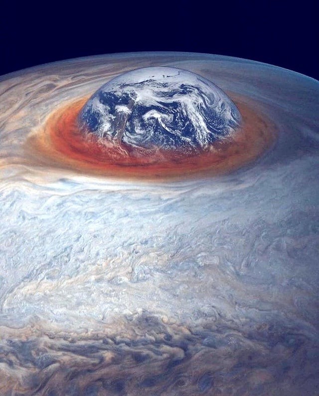15. Ein weiterer "räumlicher" Vergleich: diesmal ist es unsere "kleine" Erde, die mit Jupiter verglichen werden soll!