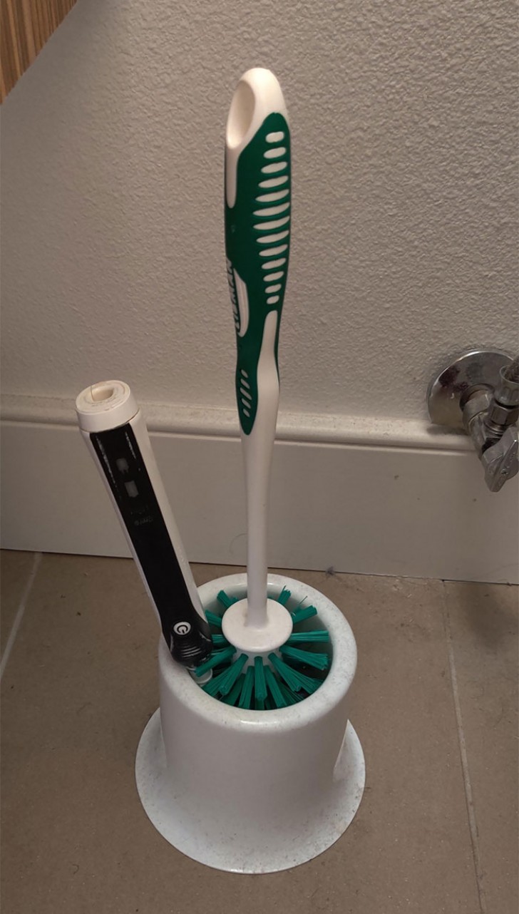 "It seemed strange to me that I didn't hear the sound of the toothbrush hitting the floor..."