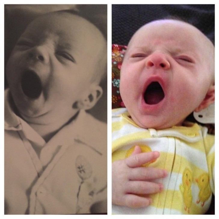 Une comparaison assez extravagante, mais voici mon mari en 1978 et... ma fille en 2012 : même bâillement !