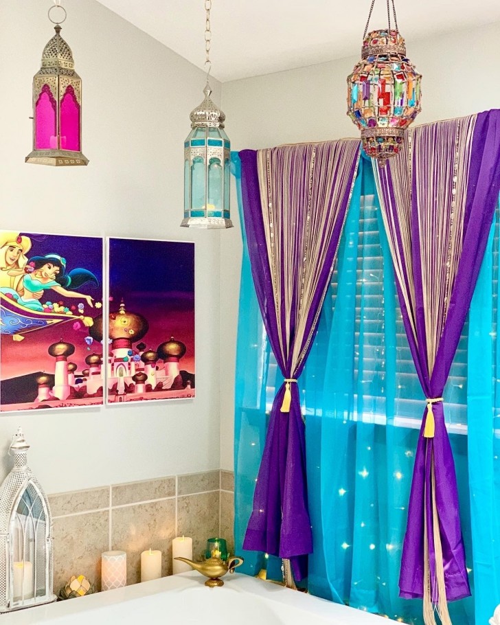 Il bagno di casa è dedicato alle atmosfere orientali di Aladdin