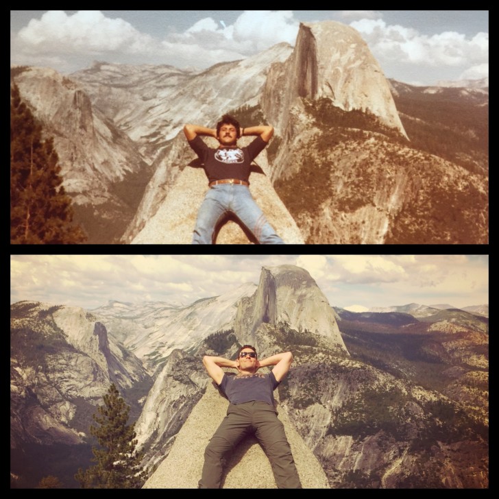 Same photo, same place, father and son: 35 years of a difference