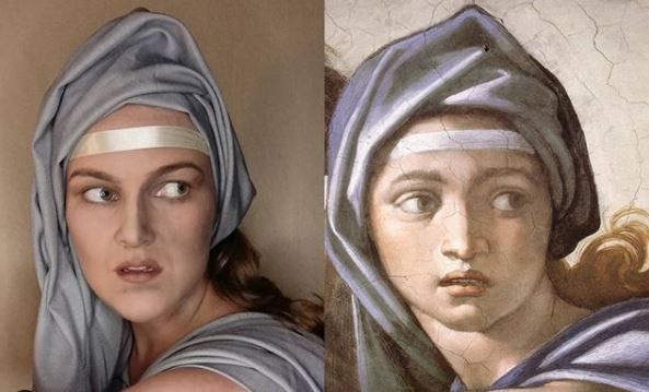 14. Liza in een detail van Michelangelo's "Delphic Sibyl"