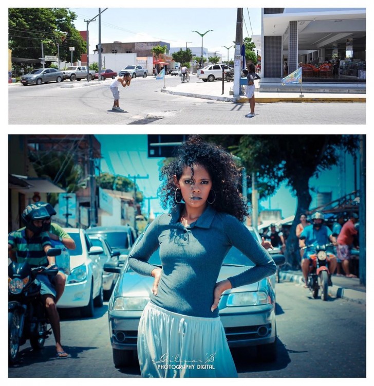 Un simple carrefour trafiqué devient un cadre parfait pour une photo glamour !