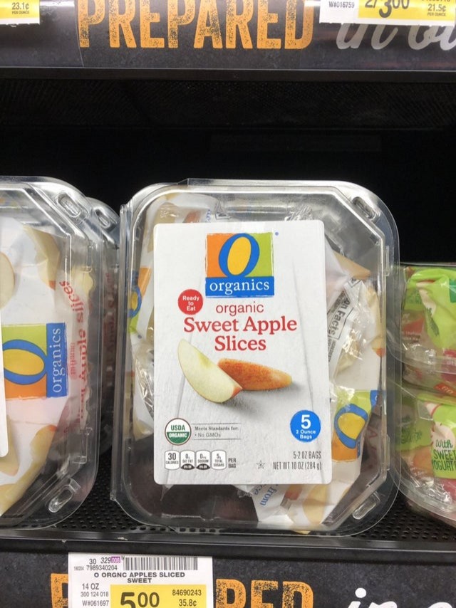 Tranches de pommes emballées individuellement