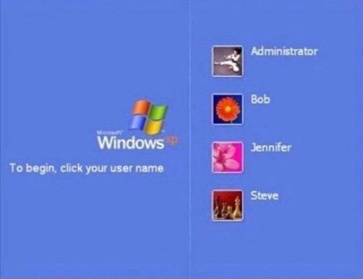 7. Vi ricordate quando con Windows XP tutta la famiglia si creava il suo account personale?