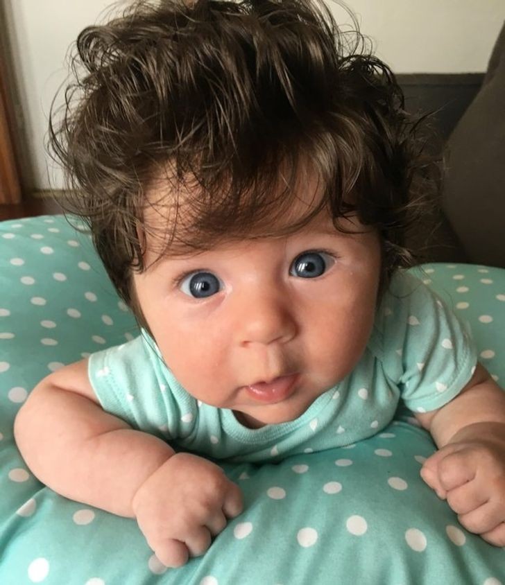 6. Here is a 3 month old baby with very thick hair!