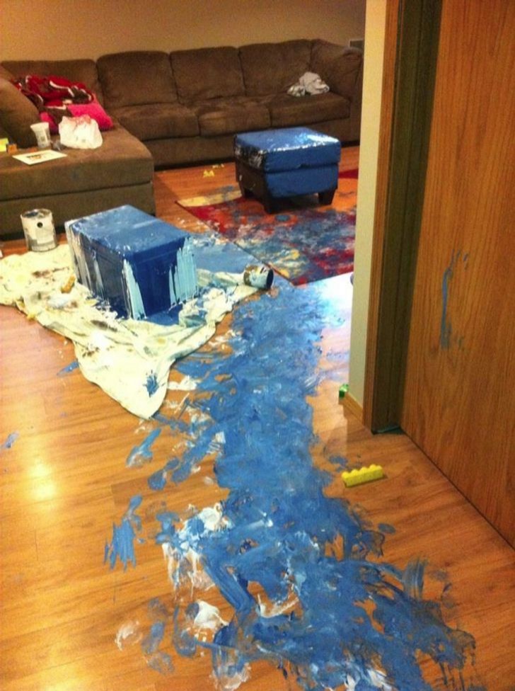 Yes, my son broke into the house paint ... what a disaster!