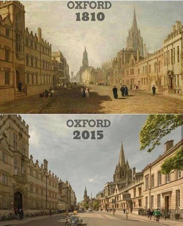 Oxford en 1810 et la ville britannique en 2015 : ça n'a pas tellement changé !