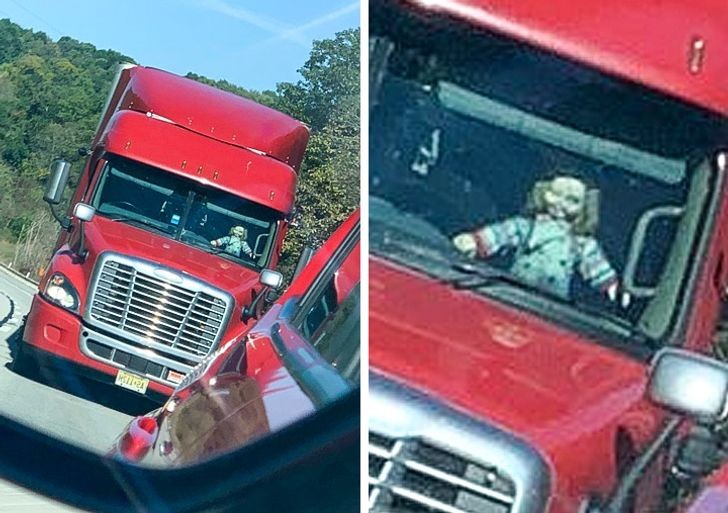4. Quand vous conduisez et que vous voyez soudain Chucky, la "poupée tueuse", au volant d'un camion...