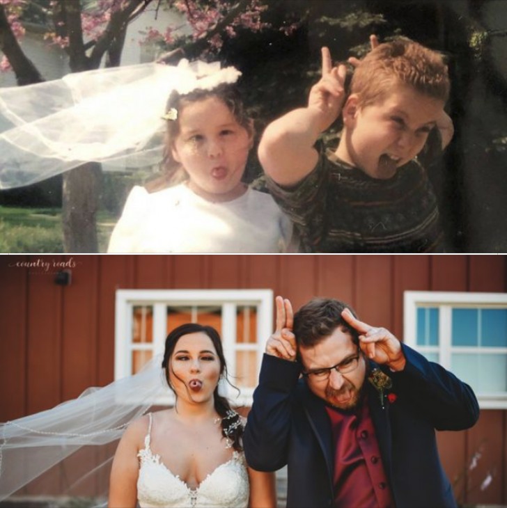 16. My sister just got married, so we decided to recreate this moment from our childhood!
