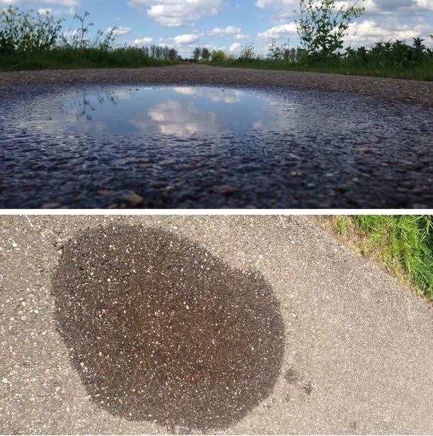5. Là où nous voyons une petite flaque d'eau sur l'asphalte, le photographe a vu un bel étang