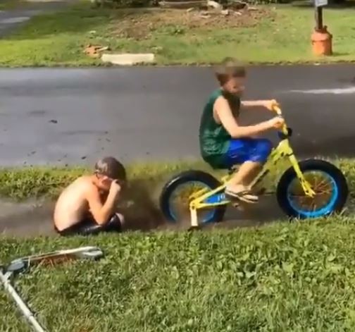 15. The destructive force of two children, a bike and a little mud ...