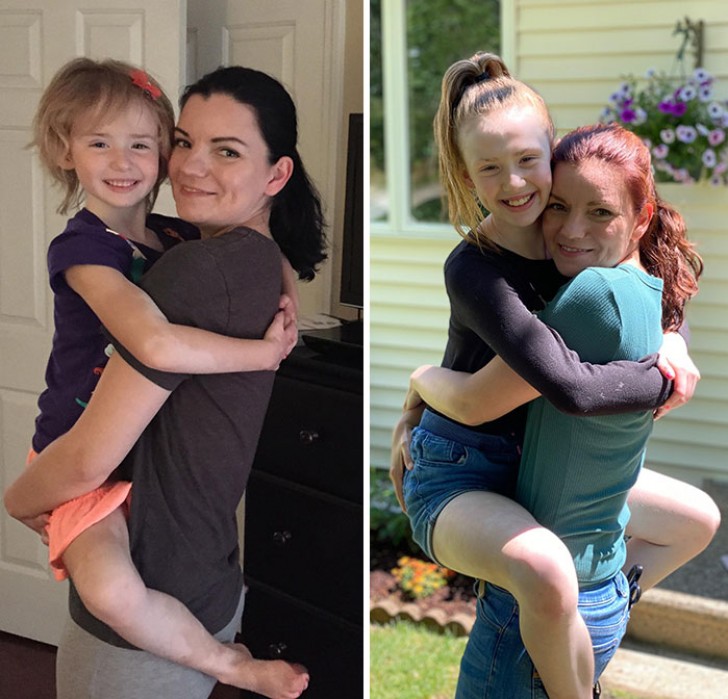 Mamma e figlia ricreano la stessa foto a distanza di anni: che tenerezza!