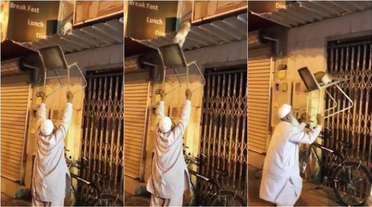 13. Un homme en Inde essaie de sauver un chat