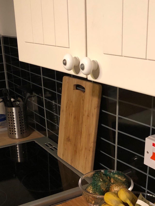 Something is definitely going on in this kitchen that only the kitchen utensils can see.