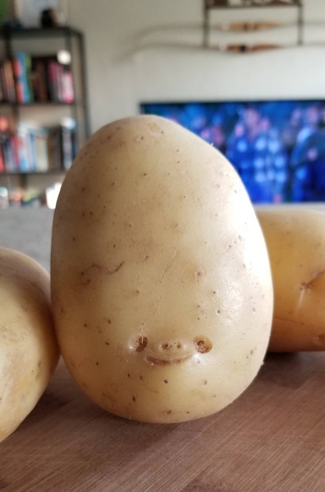 Evidently in life this potato wants nothing other than to be a potato.