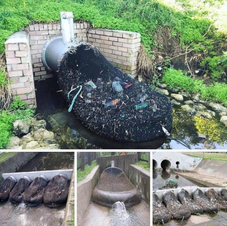 Un modo intelligente adottato da alcuni stati australiani per prevenire che i rifiuti che si accumulino nelle tubature finiscano nei corsi d'acqua.