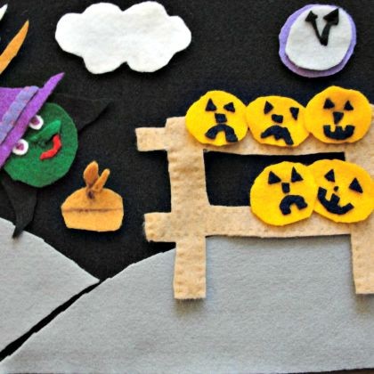 6. Se ai bimbi piacciono quadretti di stoffa e feltro, preparatene uno a tema Halloween per loro!