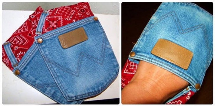9. Tasche di jeans e vecchie bandane: ecco delle comode presine da usare anche come sottopentola