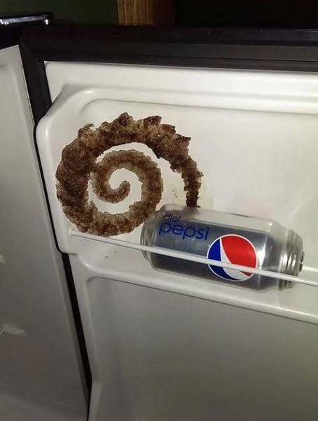 A frozen Pepsi creates a unique geometric work of art!