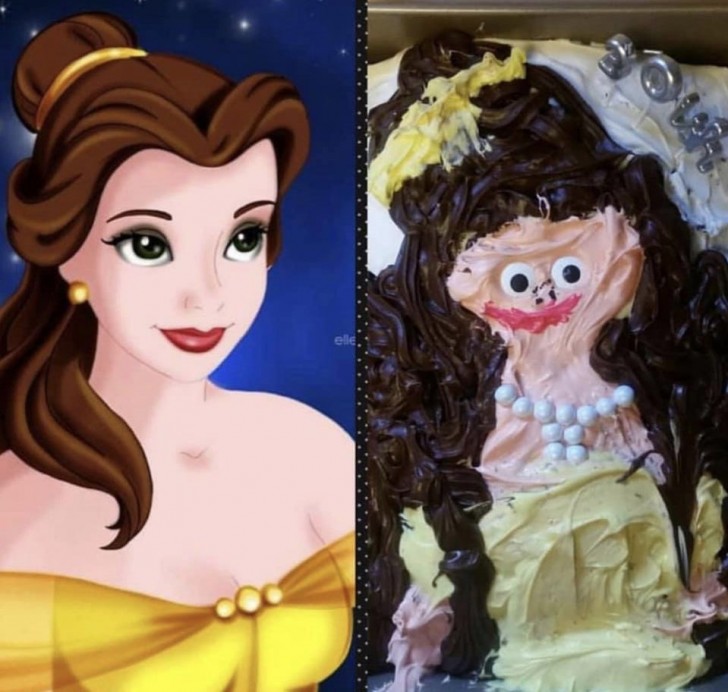 Doveva essere una bellissima torta che raffigurava il personaggio di Belle, e invece...