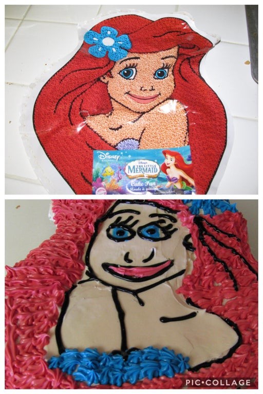 Herken je haar? Het moest Ariel voorstellen, de Zeemeermin van Disney...