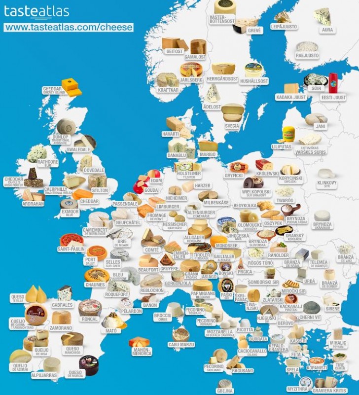 6. Formaggi d'Europa: una cartina che fa venire fame!