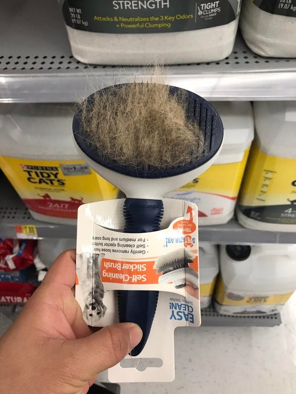 12. Someone decided to use this brush on their dog and then put it back!