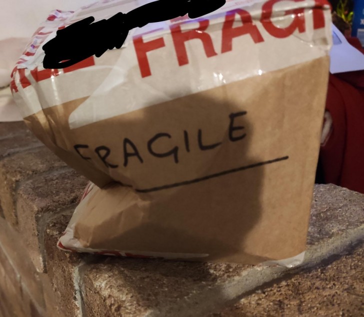 Não adiantou escrever que o conteúdo da caixa era frágil...