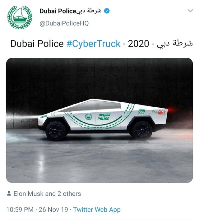 Les véhicules conçus pour la police de Dubaï en coopération avec Tesla