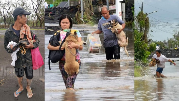2. Estas pessoas estão resgatando seus animais de estimação depois de uma das tempestades mais violentas nas Filipinas