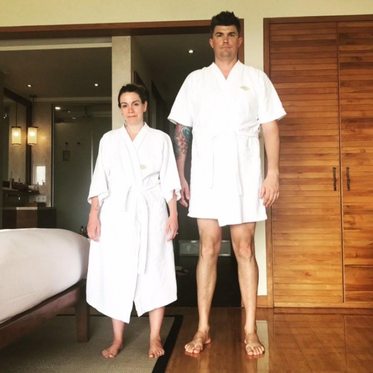 3. "I am 6' 6" tall, while my wife is just 5 feet ... when we go on vacation, the robes supplied by the hotel are never my size!"