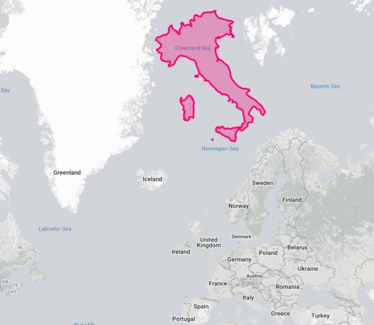 11. La "piccola" Italia spostata nel Mare di Norvegia sembra molto più estesa della percezione che ne abbiamo