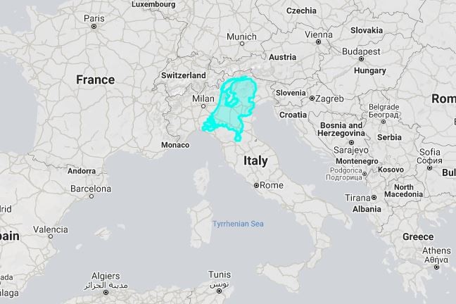 13. Nederland is zo groot als de helft van Noord-Italië!