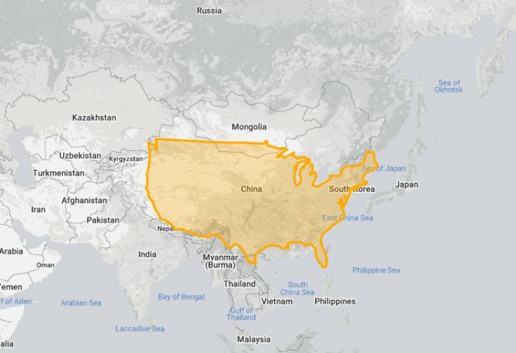 14. China und die Vereinigten Staaten sind in ihrer Größe fast identisch.